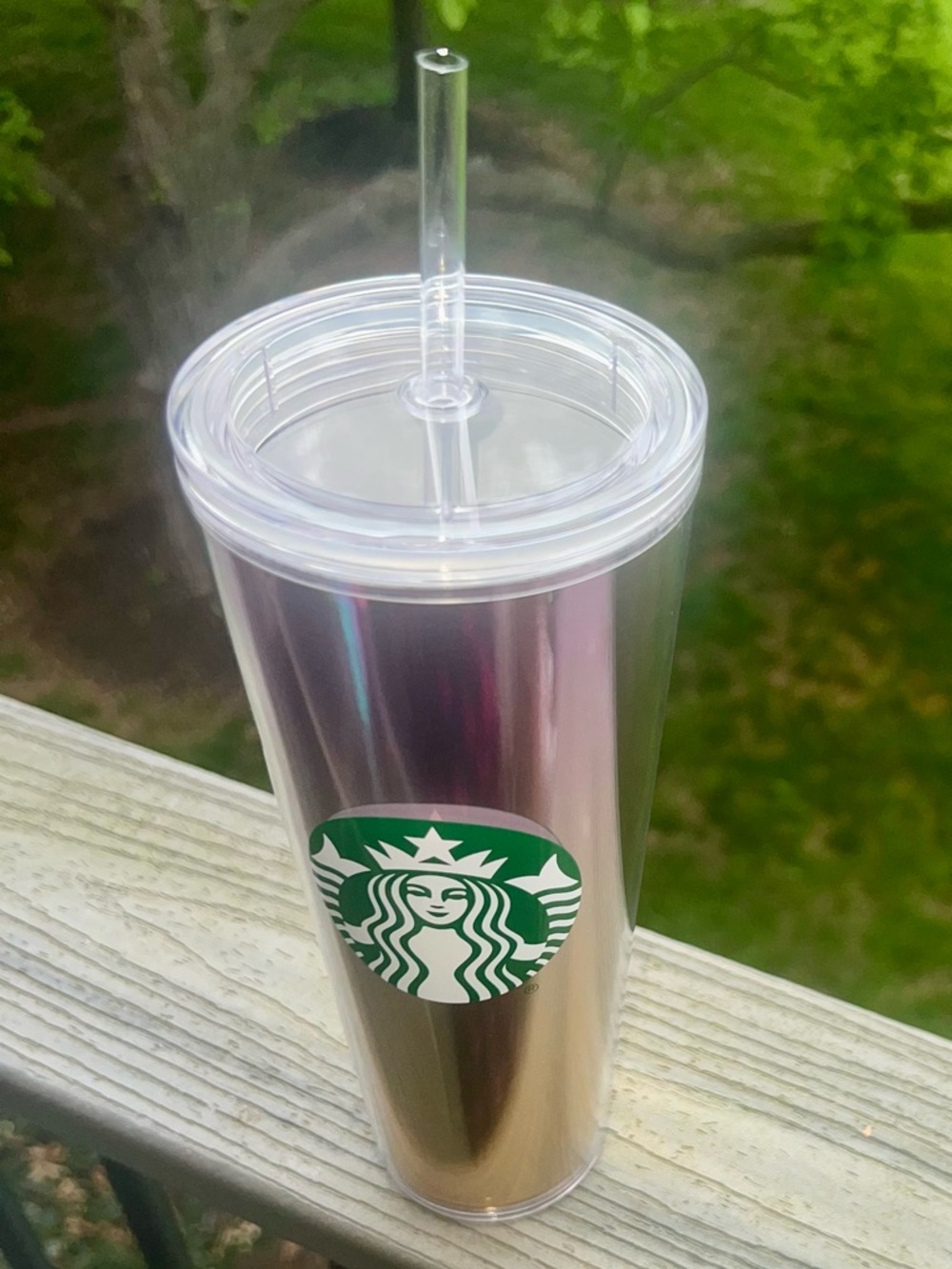 Starbucks Iridescent Rose Gold Tumbler with Clear Straw
